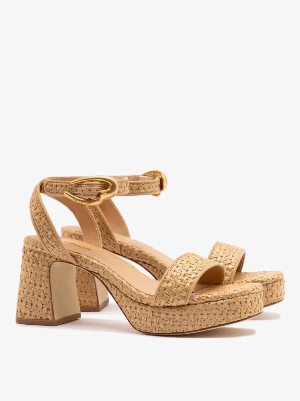 Larroude Dolly Verona Low Sandal In Natural Raffia